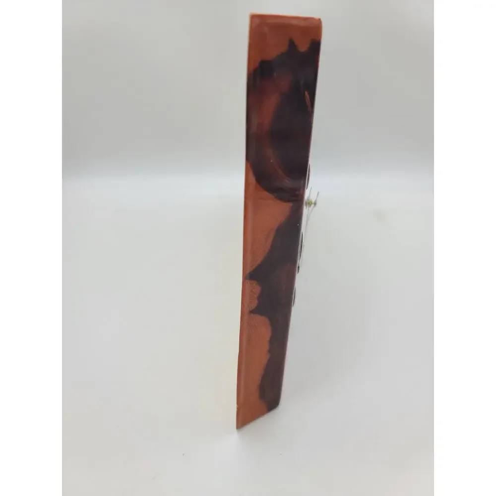 Vintage Lacquered Wood Religious Wall Clock Holographic 